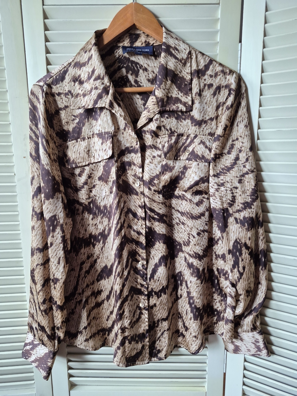 Jones New York Animal Print Blouse Size Large